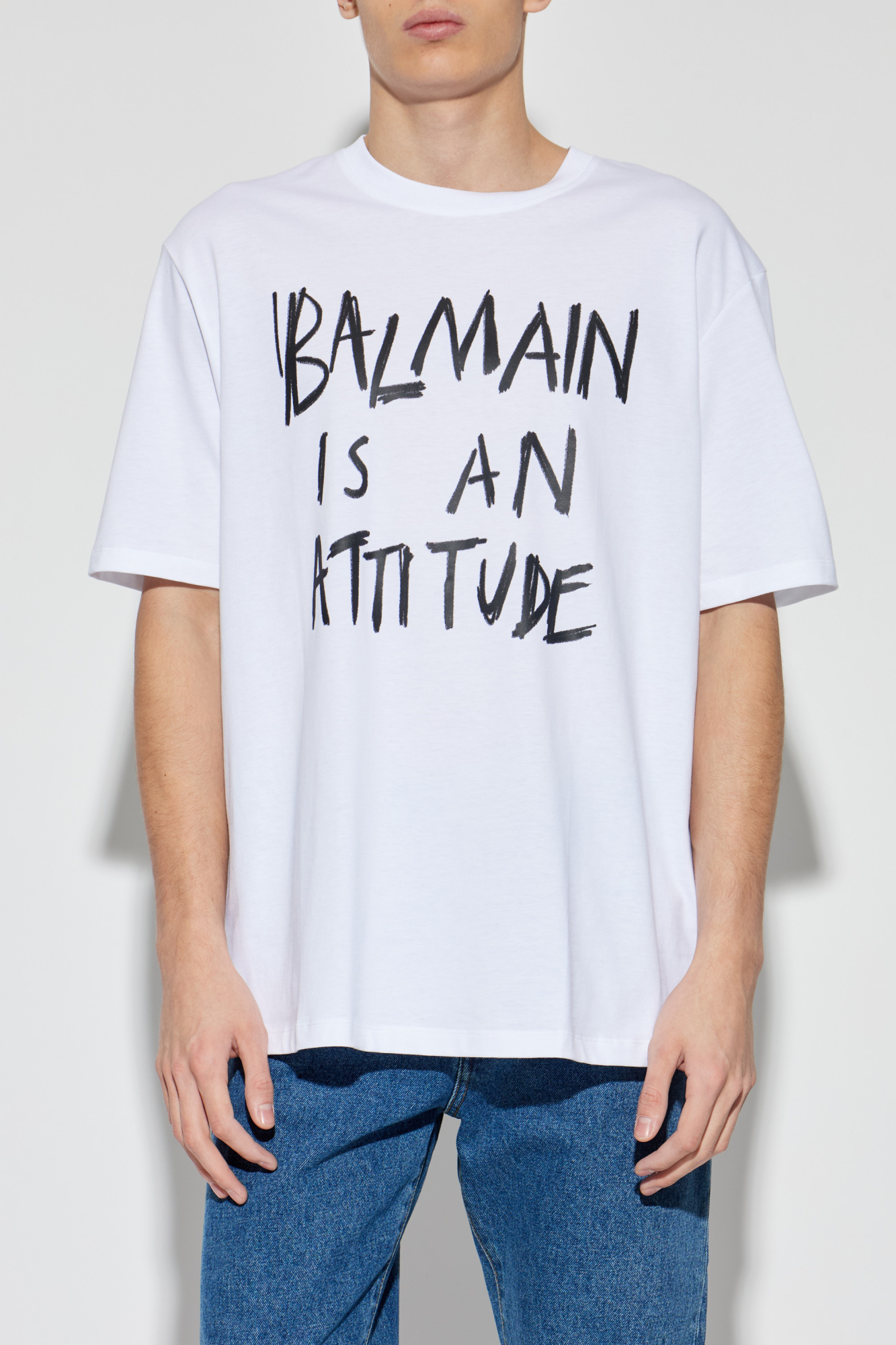 Branco T-shirt com logótipo estampado Balmain - Vitkac Brazil